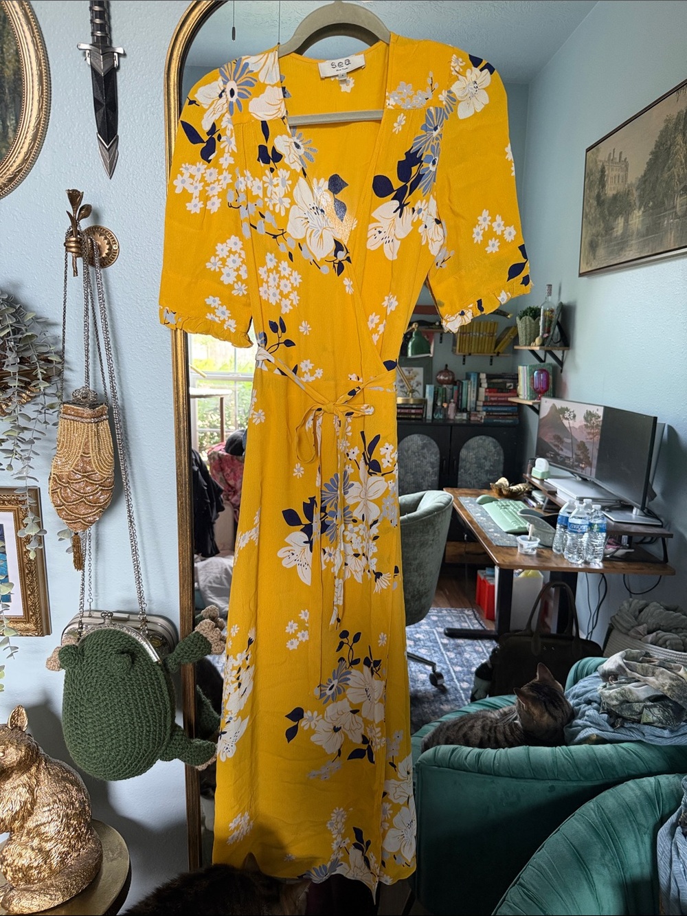 Sea New York Yellow Floral Wrap Maxi Dress